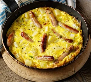 Tortilla aux saucisses et légumes de Noël